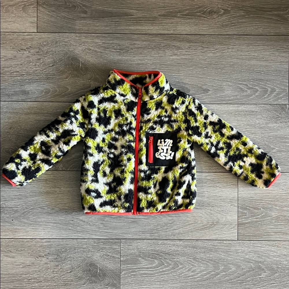 Leopard Print Fleece Jacket with Redish Accents